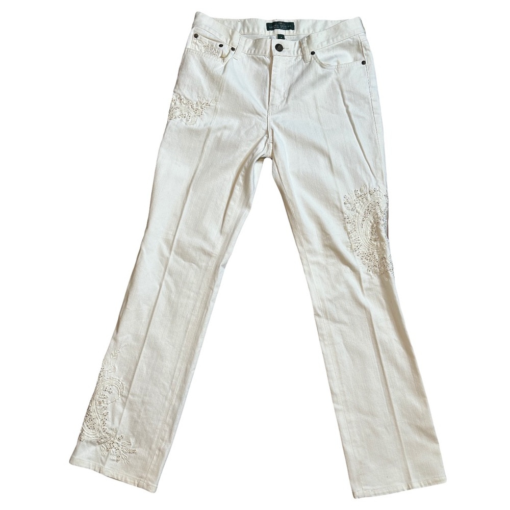 Ralph Lauren Beaded White Jeans size: 8